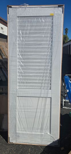 30 in. x 80 in. Louvered-Top Panel, White Primed, Wood Interior Door