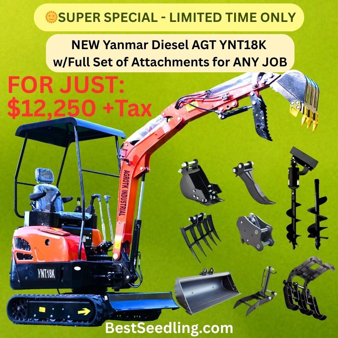 NEW 2025 1.4 TON Diesel Excavator + All Attachments 18.4HP Yanmar Diesel