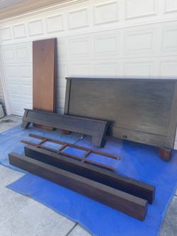 Crate and barrel solid Wood Bed Frame with Headboard and footboard