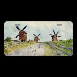 License Plate Novelty Car Front Windmill Landscape Mill Architecture