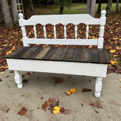 Recycled Farmhouse Headboard Bench