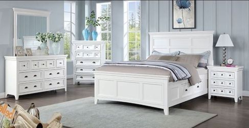 Brand New White 4pc Queen Bedroom Set (Available in Eastern King)