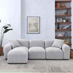 DEINPPA Minimalist Style Modern Modular Sofa Couch with Pillows, 