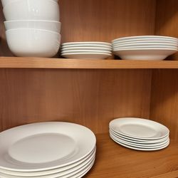 White Ceramic Plates And Bowls Set
