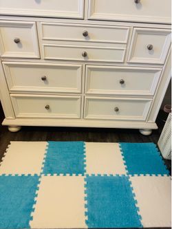 New 40 Pieces Foam Floor Mat, Patchwork Interlocking Carpet Blocks, Soft, Fluffy Plush Puzzle Rugs(White+Blue)