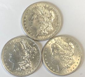 1884-MORGAN SILVER DOLLARS-(3 COIN LOT)