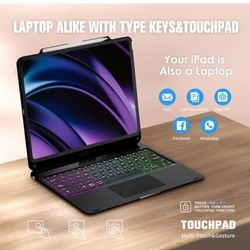 iPad Pro 12.9 inch 6th Generation 2022 Case with Keyboard and Touchpad, Compatible with iPad Pro 12.9-inch 5th Gen 2021/4th Gen 2020/3rd Gen 2018, Rai