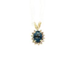 Ladies 14k Yellow Gold Blue Topaz & Diamond Birthstone Pendant 11058862