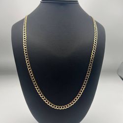 14k yellow gold necklace chain curb 26.5" bracelet 6mm 21.3 grams