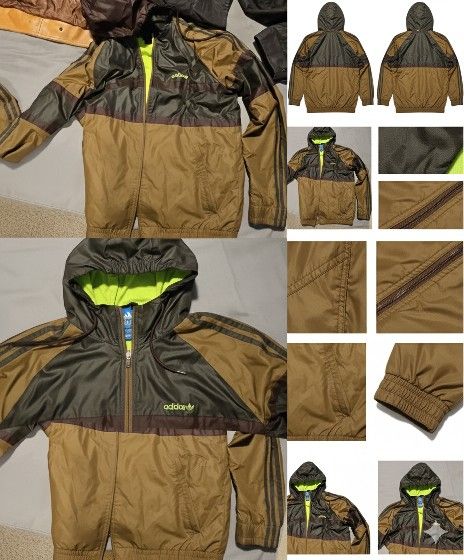 Vintage-Inspired Adidas Originals Windbreaker Jacket - Retractable Hood & Neon Pop!