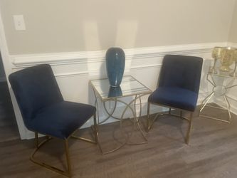 Royal Blue Chairs With Gold Legs