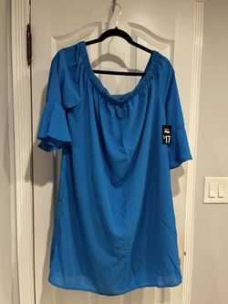 Teal Blue Flowy Off-Shoulder Dress | Flutter Sleeves | New With Tag | Size: XL | Brand: City Streets