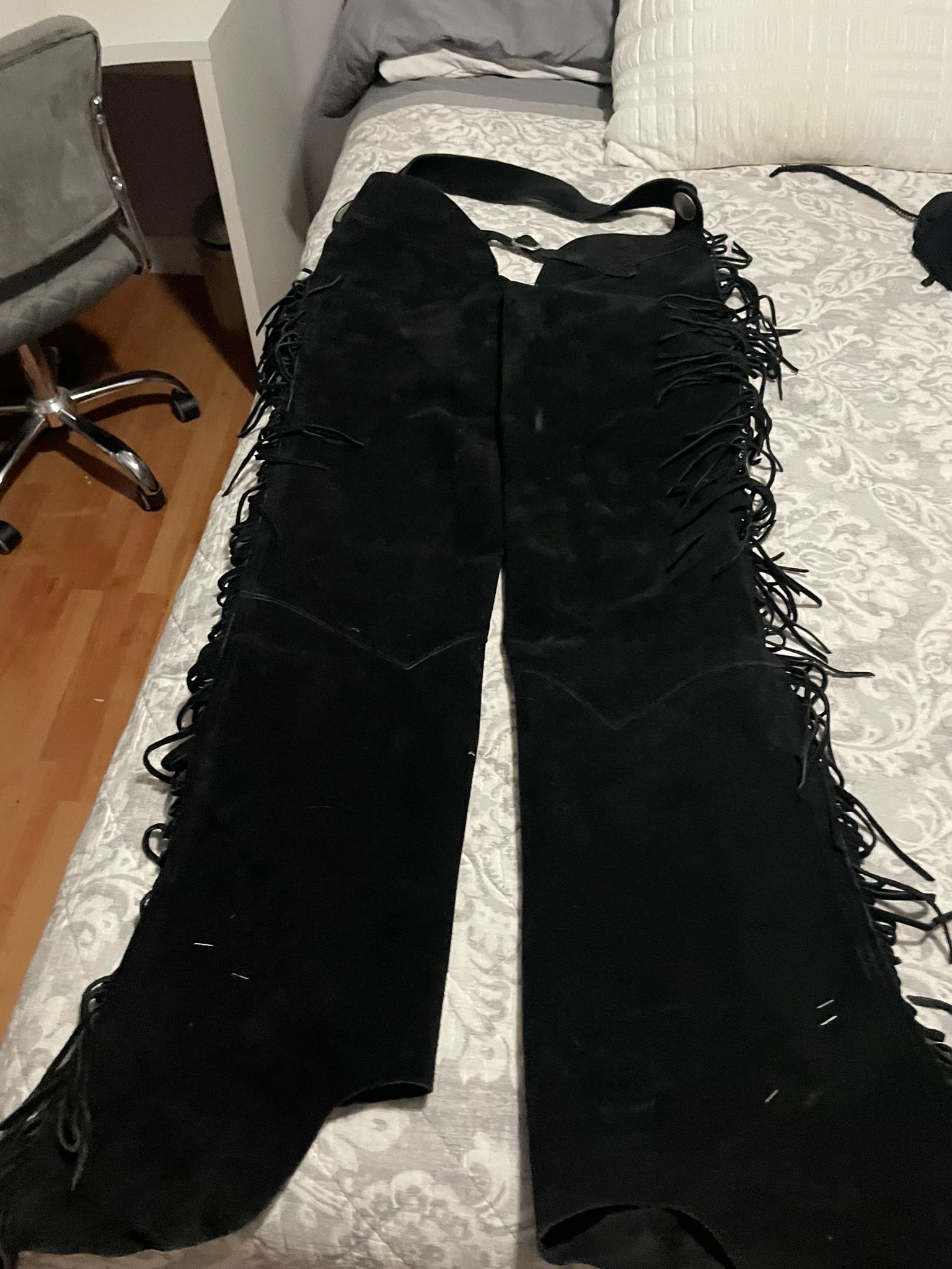 Suede Leather Chaps With Fringes Size XL