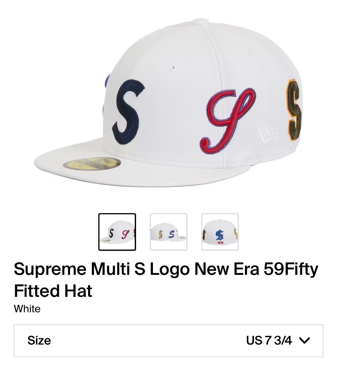 Supreme Multi S Logo New Era 59Fifty Fitted Hat White Size 7 3/4 $80