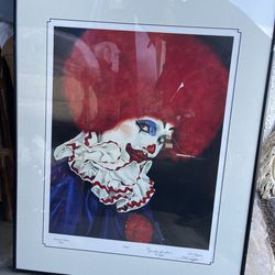 VINTAGE BOB HIGGiNS LITHOGRAPHED CLOWN SIGNED NUMBER 6/500   BIG 22”X18 “ ART AND FRAME SIZE  28”X23” BEST OFFER
