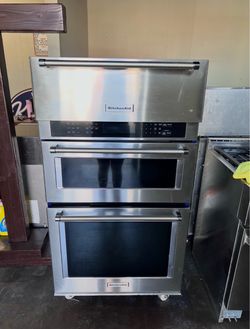 KITCHEN AID 30”WIDE STAINLESS STEEL BUILT IN MICROWAVE OVEN COMBO