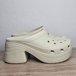 Crocs Siren Clogs Platform Heels Bone Women’s 13 / Men’s 12 NWOB