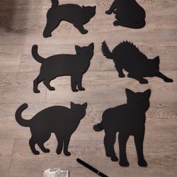 6 Pack Black Cat Halloween Decor