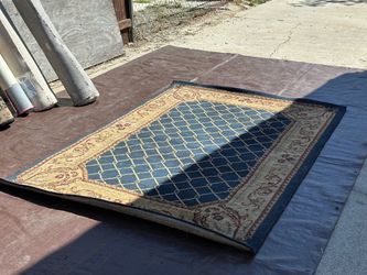 5x8 Area Rug – Navy & Gold Trellis Design, Made in Egypt