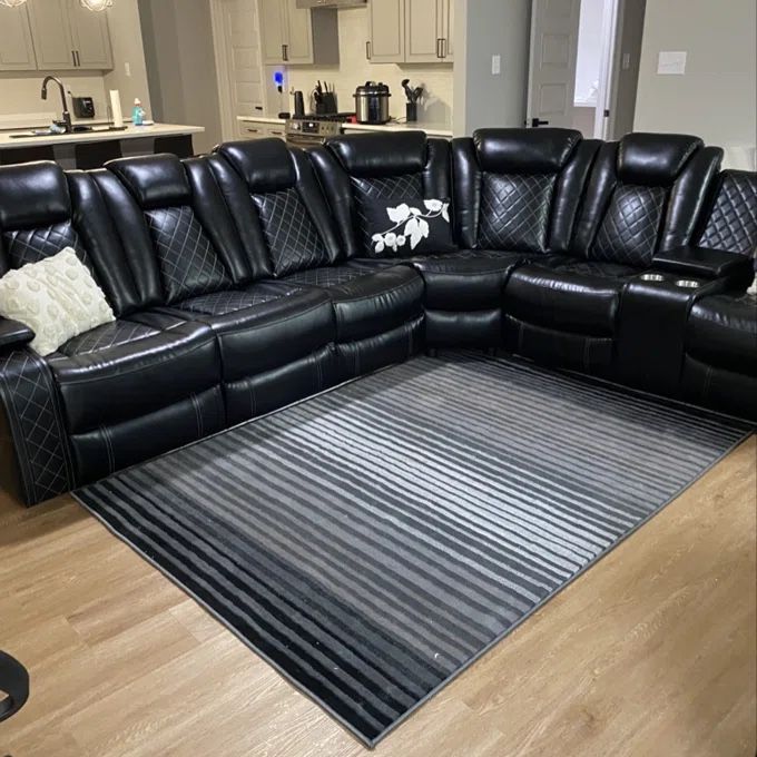 New Black Power Reclining Sectional Couch