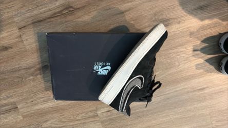 Nike Air Force 1 Low 3D Chenille Swoosh Black Cool Grey 823511-014 Mens Size 9