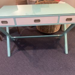 Cute Wooden Desk With Glass Topper