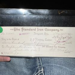 Old Check From The Standard Iron Company In 1890