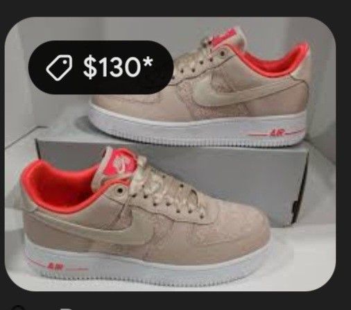 Women's Air Force 1 '07 'Fossil Stone Laser Crimson'.