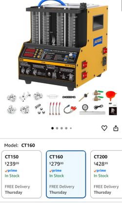 AUTOOL Fuel Injector Cleaner Tester Machine, Ultrasonic Fuel Injection Cleaner with Heating Function