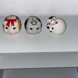 VINTAGE/ ANTIQUE Piggy Pair & Cow Coin Banks