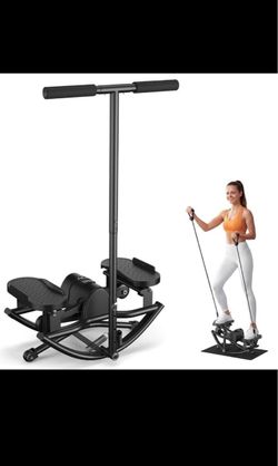 Rock Stepper for Exercise at Home, Rocking Stepper Side to Side Rocker Stepper with Resistance Bands & Handlebar for Full Body Workout, Lateral Steppe