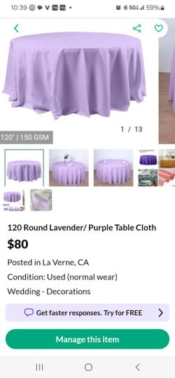 Lavender Purple 120 Round Table Cloth