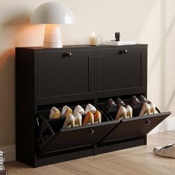 O613 $110  Shoe Cabinet with 4 Flip Drawers