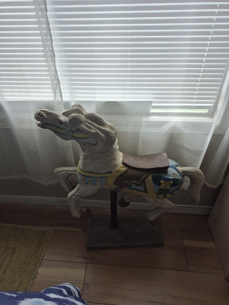 Hand carved wooden horse