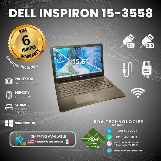 Dell Inspiron 15 3558, Intel Core i5 5th, 128 GB SSD, GB PC3 RAM