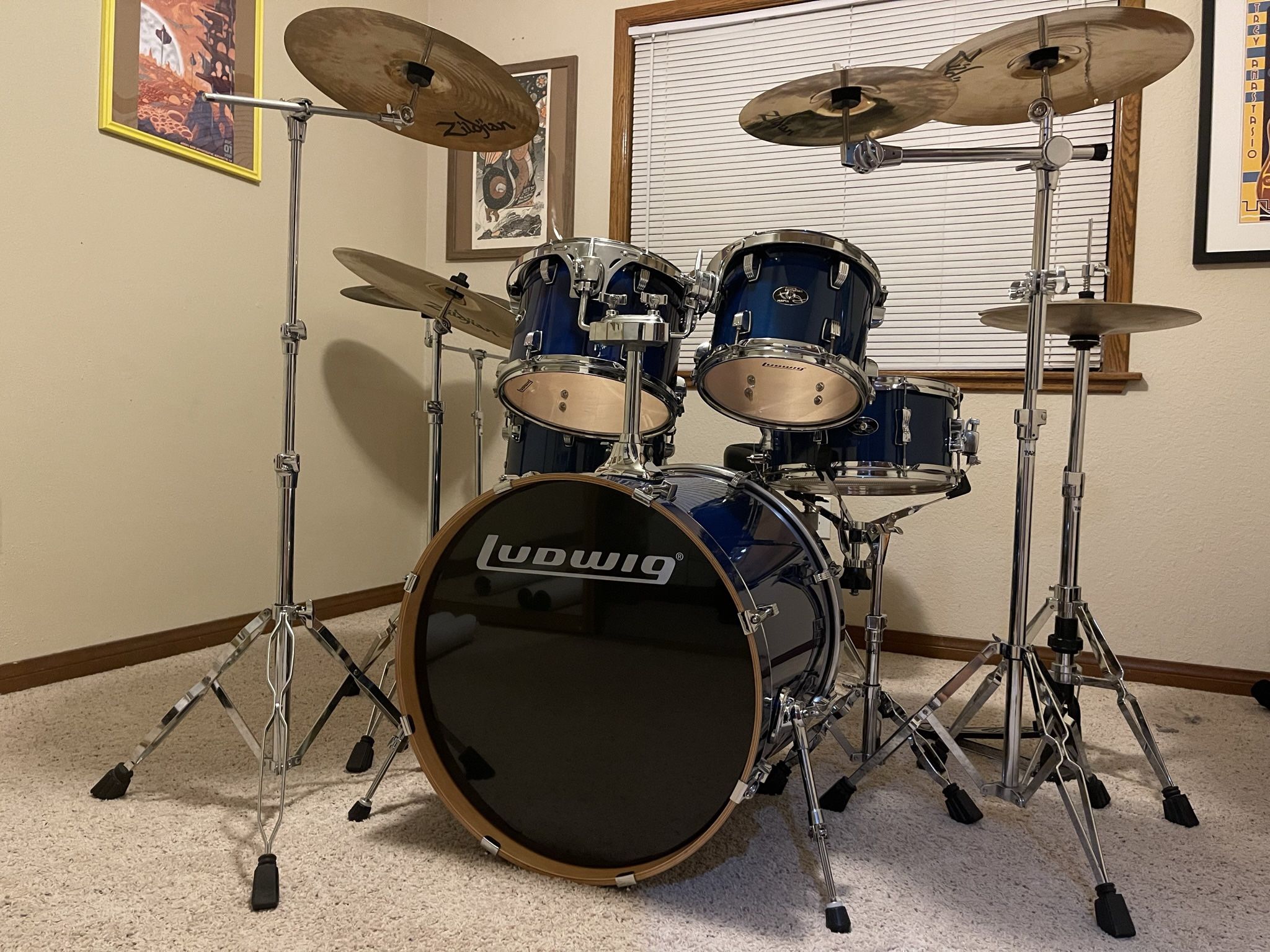 DRUMS ONLY NO CYMBALS Ludwig Evolution Maple 6 Piece Drum Set DRUMS ONLY NO CYMBALS
