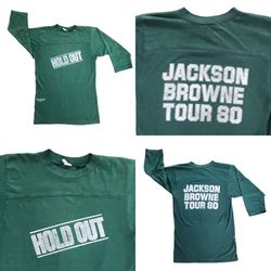 VTG Rare Jackson Browne Tour 1980s "Hold Out" Double sided Tee Unisex Quarter Sleeve baseball style shirt Concert Tour Album T-shirt single stitch sti