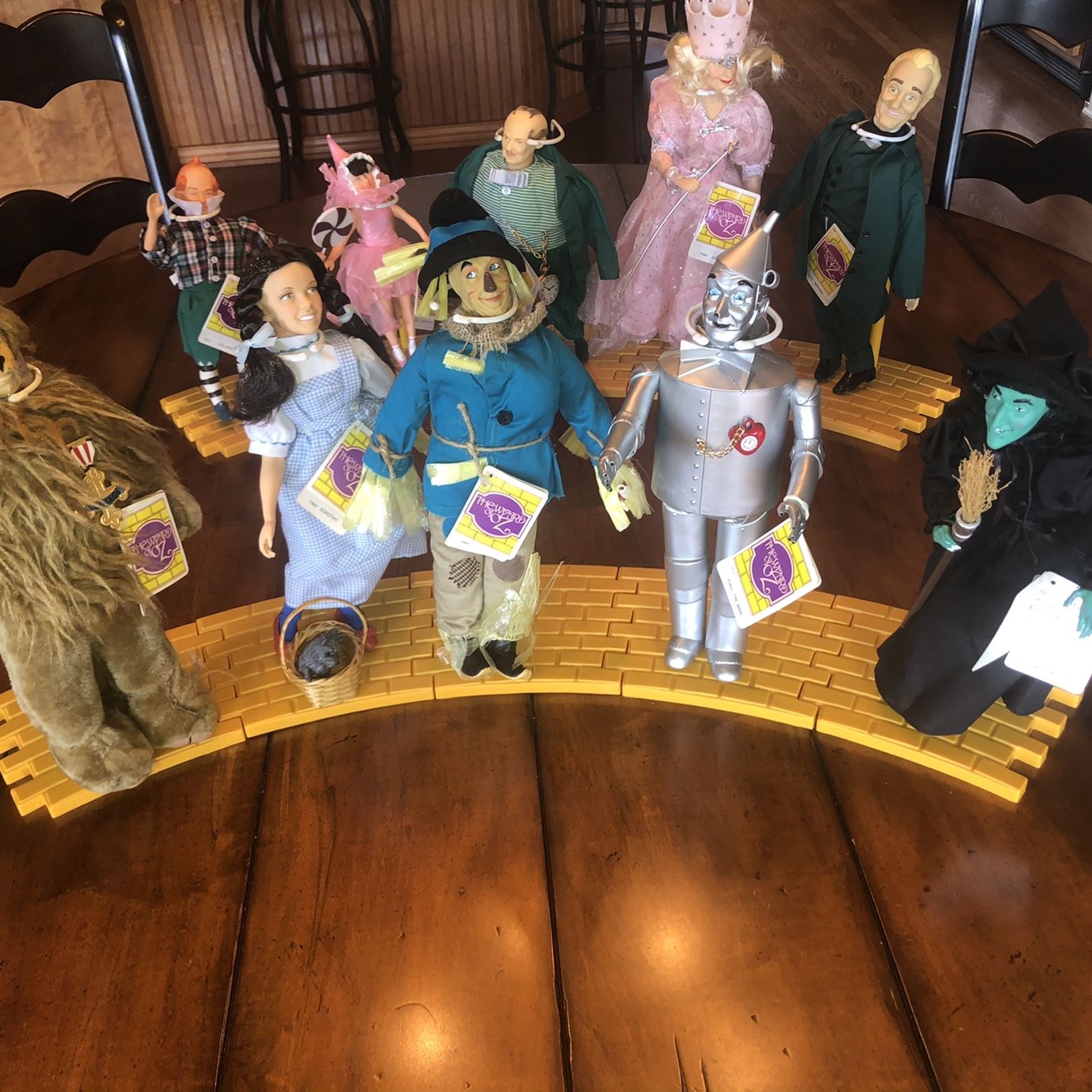 Vintage Wizard of Oz tin character yellow brick road set