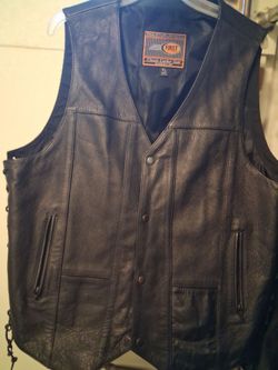 Brown  leather vest/ western