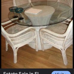 Mid Century RATTAN DINING SET OF 6 HOST CHAIRS