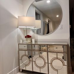 Mirrored Console Table, Dining Table, Couch, Dresser, King Bed, Tv Stand, Tv