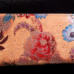 Light Khaki and Flower Pattern Cork Wallet


