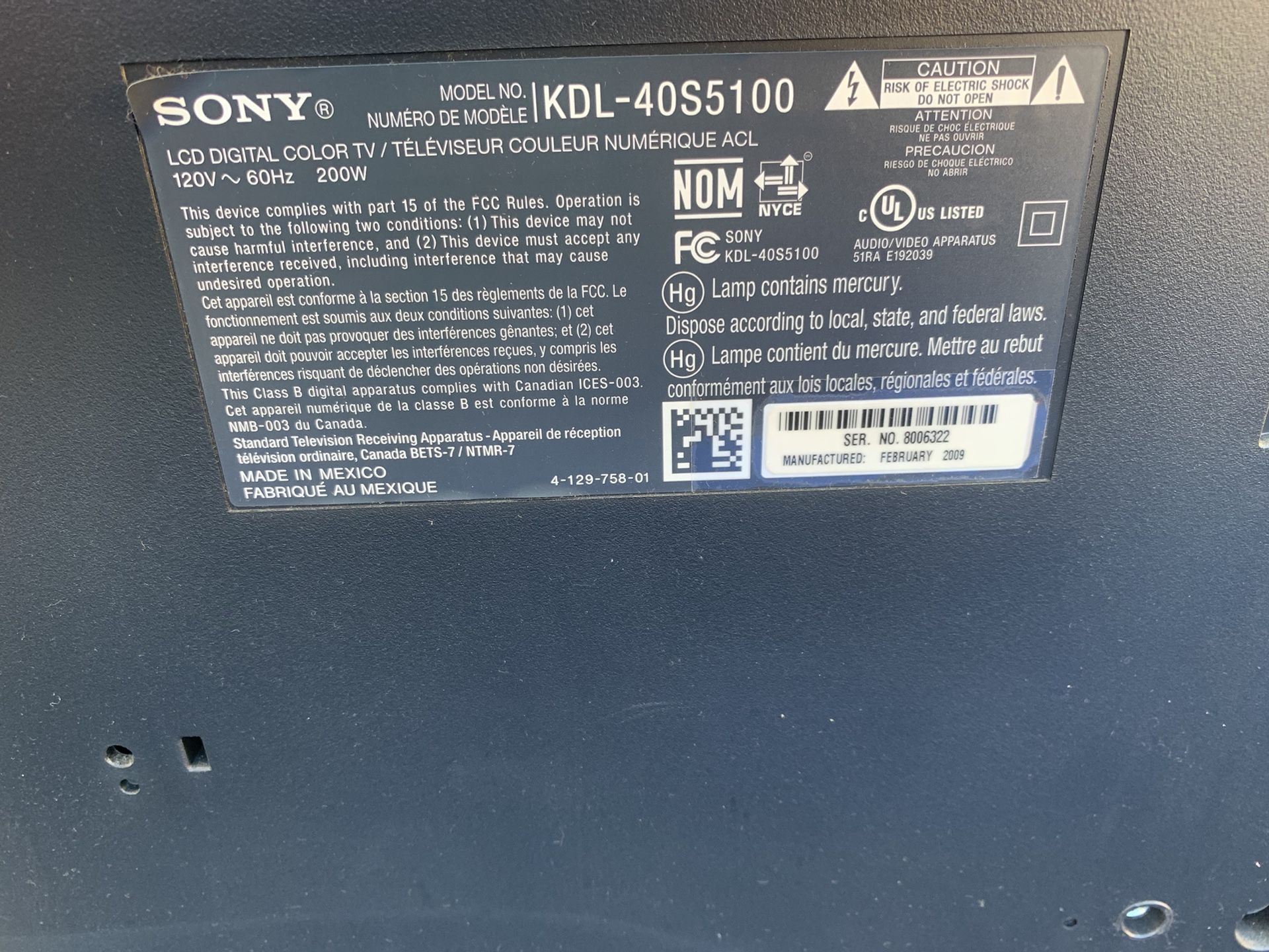 Sony TV BRAVIA S-Series 1080p LCD