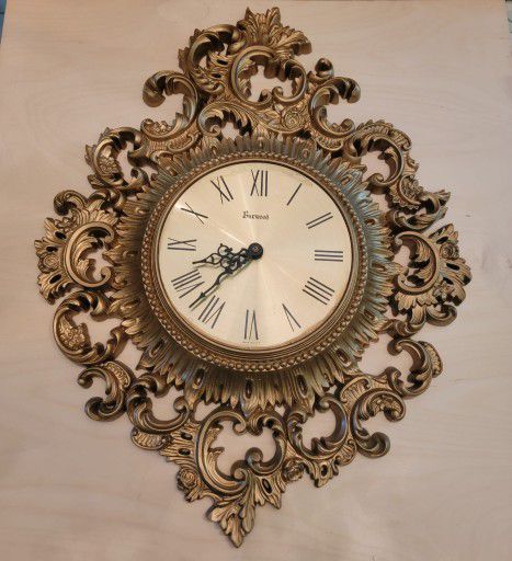 Burwood Antique Large Wall Clock. Works! 