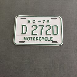 British Columbia Motorcycle License Plate