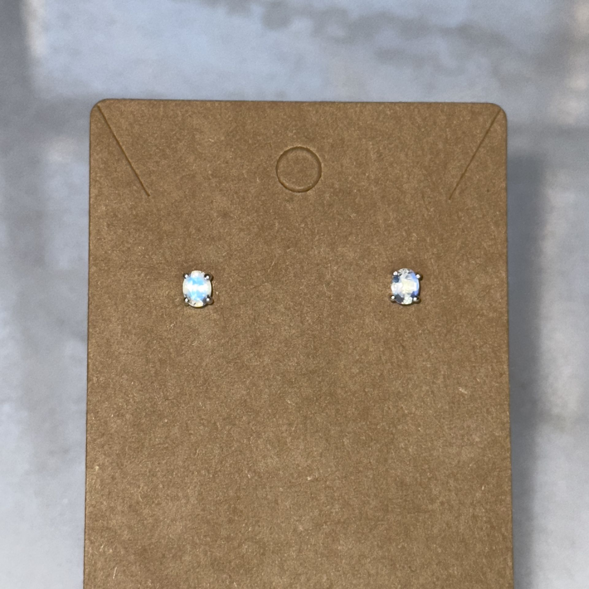 Rainbow Moonstone Stud Earrings 