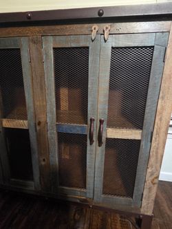 IFD , L-48 1/2  H-42 1/2 W-15 1/2  ANTIQUE LOOK, SOLID PINE