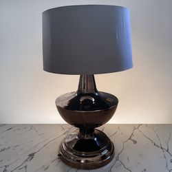 Mid Century Modern Dark Blue Gray Smoked Lacquer XXL Lamp Lighting