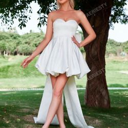 Satin Wedding Dress With Big Bow
