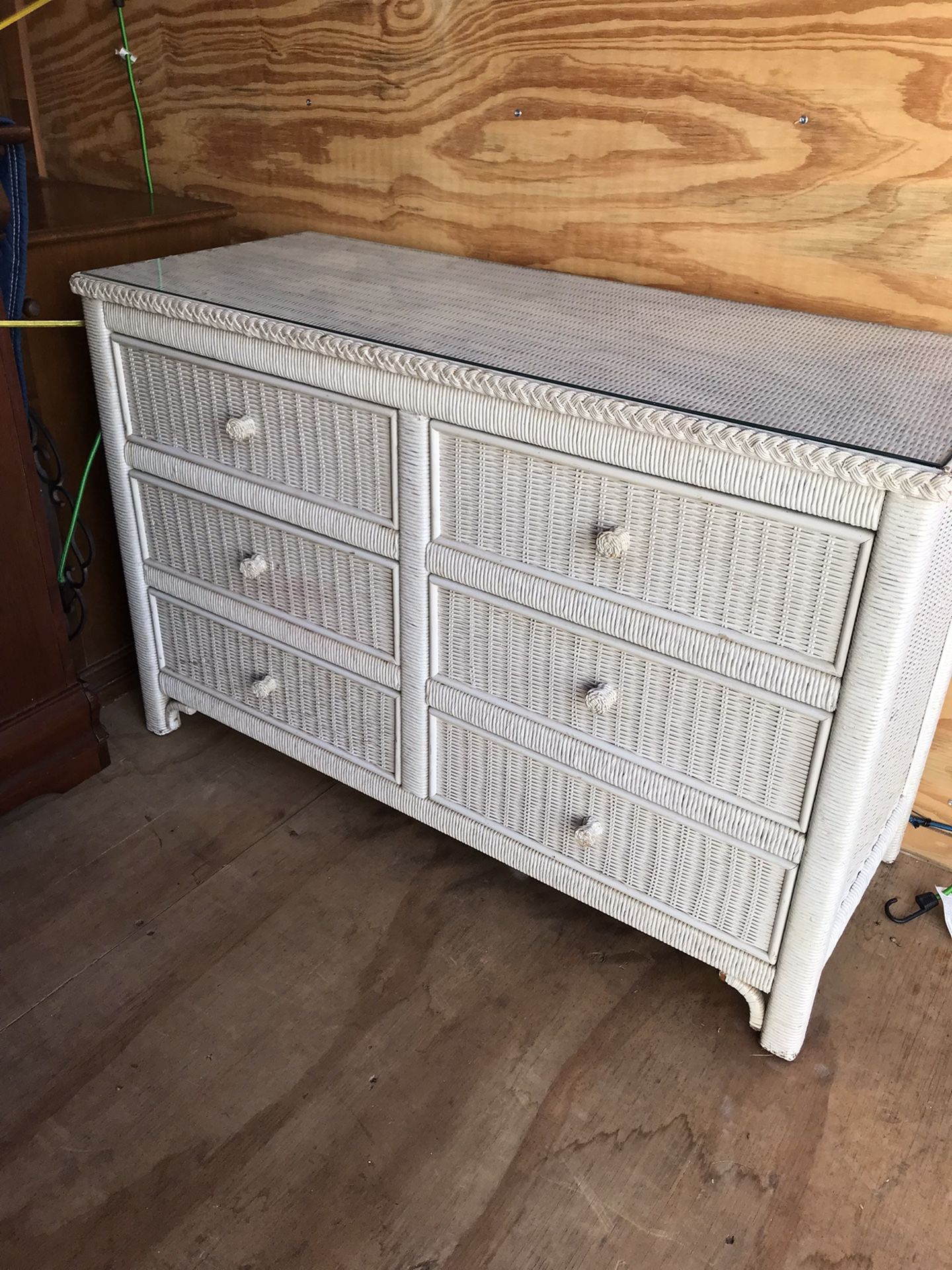 Vintage White Wicker Henry Link Lexington Double Dresser